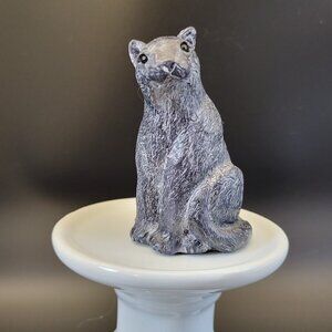 A Wolf Original Cougar figurine Grey White 1970s Canada Vintage